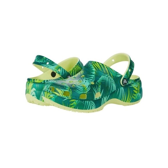 Crocs Tropical Platform Womens 4 Crocs Green Crocs Platform Crocs Rare Leaf S - Picture 1 of 12